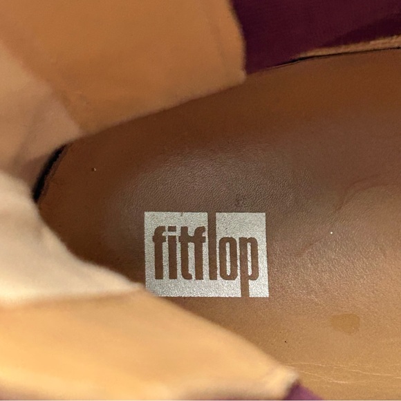 Fitflop F-Mode Plummy Purple Leather Platform Ankle Chelsea Boots Size 10 - Picture 15 of 16